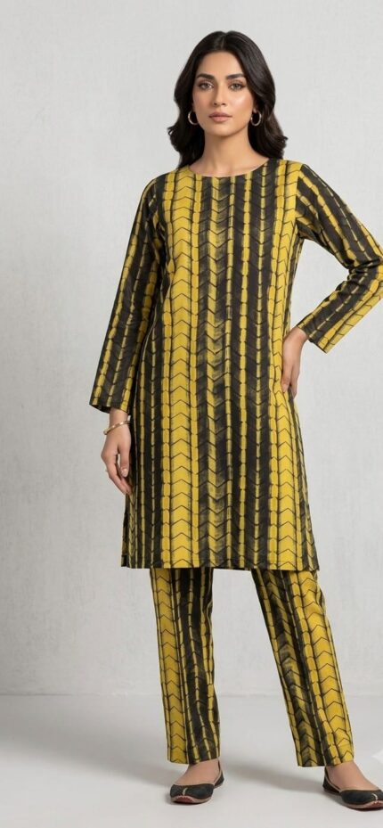 Mustard Black Tie-Dye 2-Piece Suit